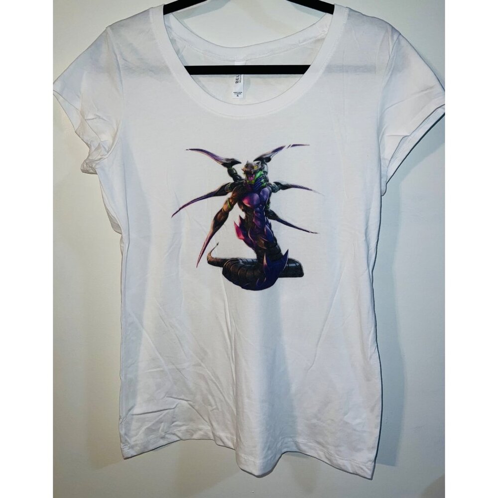 Bella + Canvas Womens XL White T-Shirt With Fantasy Creature Print
